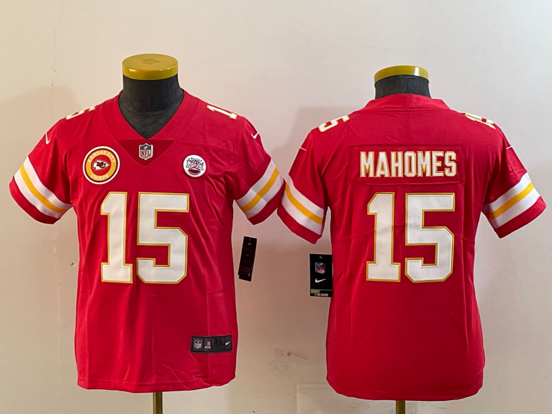 Youth 2025 Kansas City Chiefs #15 Mahomes red Nike NFL jersey->youth nfl jersey->Youth Jersey